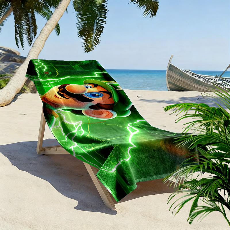 Luigi & Mario Car Trip Print Beach Towel, Large Soft Quick Dry Towel for Beach Camping Swimming