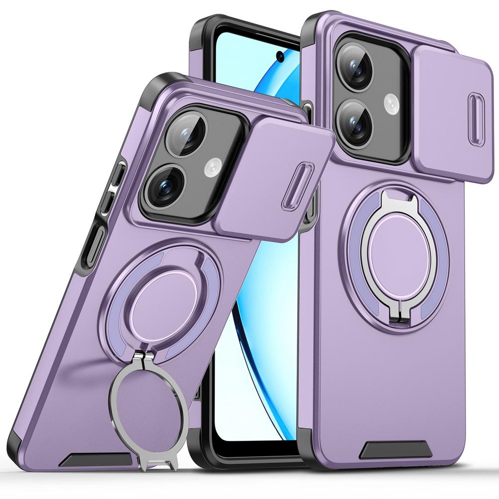 

Чехол для телефона с выдвижной камерой для OPPO A3x A3 A40 A60 A60m OPPO Reno 13F Reno 13 Pro reno13 Прочный чехол с металлической подставкой Oppo A3x фиолетовый