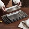 Stainless Steel Serving Plate Large Camping Rectangular Platter with Handles Countertop Decorative Tray