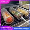 BBQ Basket Portable Stainless Steel Cylinder Grill Basket Barbecue Cage Outdoor Camping Barbecue Rack Rolling Grill Basket