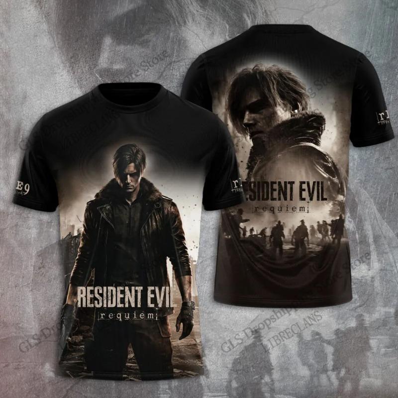 Summer New Vintage Resident Evil 3d Print T-shirt Men Women Fashion Hip Hop Plus Size Streetwear Short Sleeve Tops Tees Kids