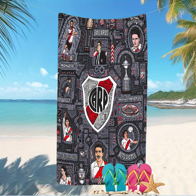 Beach Towel with Club Atlético River Plate Pattern - soft,absorbent,machine washable Lightweight&Modern,swimming,Travel Essentials