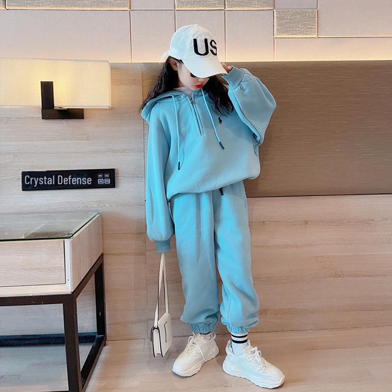 2024 Jarní Dívčí Ležérní Dvoudílná Mikinová Souprava v Korejském Stylu