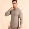 2Pcs/Set Men Warm Outfit O-Neck Long Sleeve Thermal Top High Waist Long Trousers