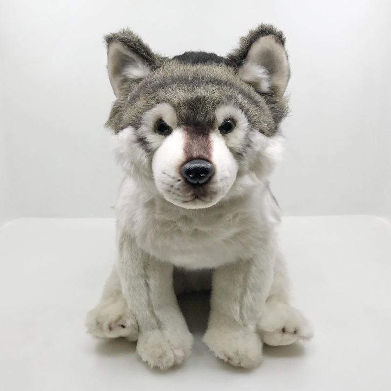 38cm Simulation Wolf Dog Plush Toy Realistic Animal Plush Pet Soft Pillow Home Decoration Series Children's Toy Birthday Gift