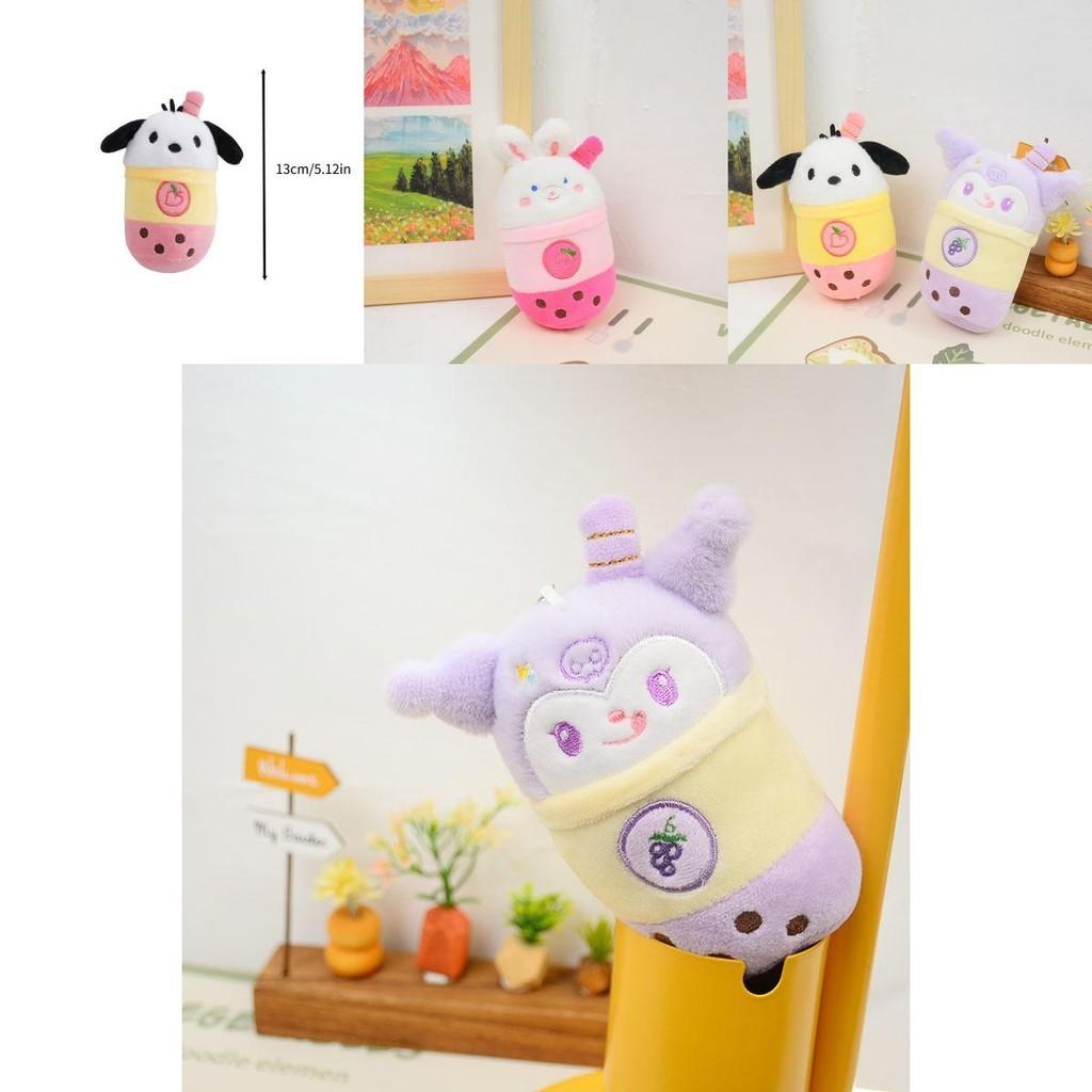 Portachiavi Tazza di Tè al Latte Panda Carino Peluche Ciondolo per Borsa di Coppia Animale di Peluche Coniglio Regalo