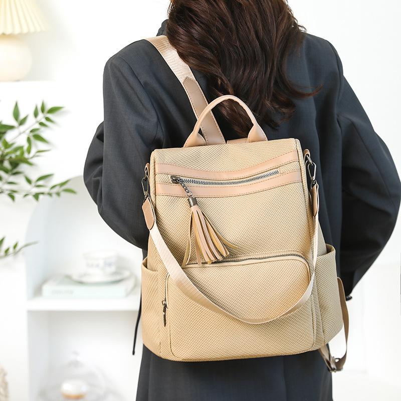 Women's Convertible PU Backpack - Multi-Way Tassel Shoulder Bag for Daily/Travel (Multi-Color Options)