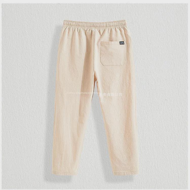 Men's Casual Summer Linen Trousers: Lightweight, Loose-Fit 9/8 Points
