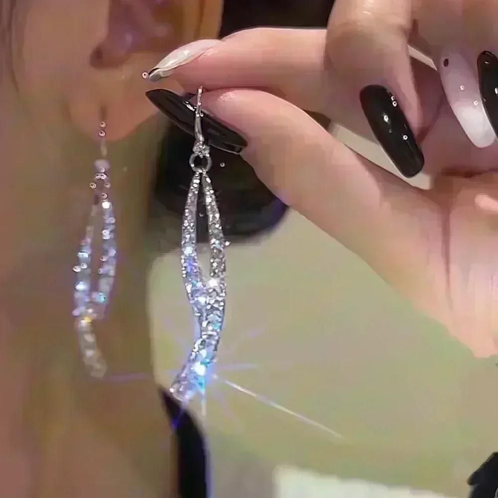 Exquisite Purple Zircon Flower Pendant Earrings For Women Fashionable Personalized Daily Accessory Party Jewelry Birthday Gifts