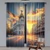 Set Of 2 Modern European Curtain View Streets Madrid Sky Landscape Big Old Town Heritage Bedroom Living Room For Sitting Made Polyester