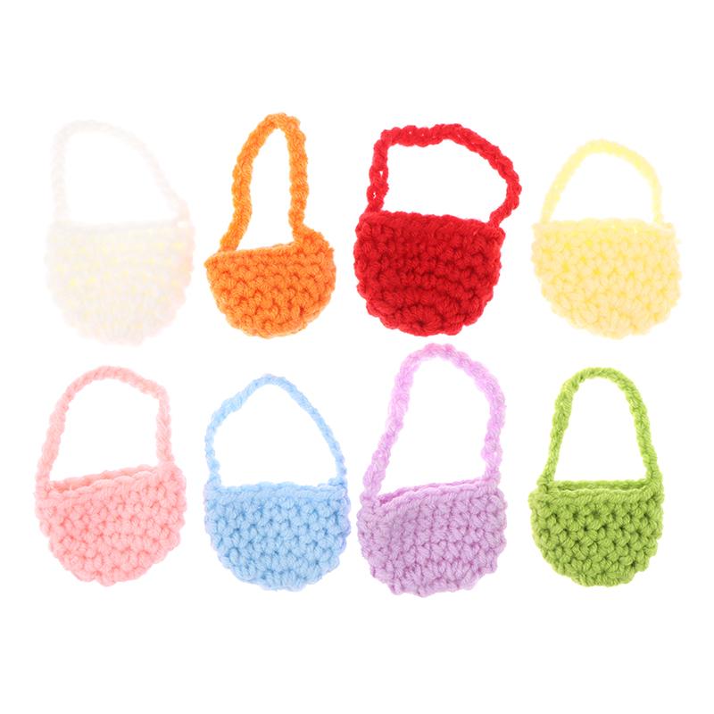 1/12 Dollhouse Woven Plush Shoulder Bag Dollhouse Mini Crossbody Bag Handbag For Dolls Dress Up Aceessories