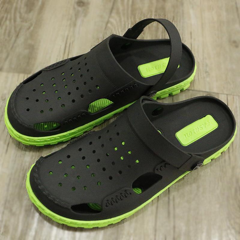 Vietnamese Style Warm Slippers Wentu Sandals Dual-Purpose Shoes Men'S Fashion Outdoor Indoor Two-Color Mesh Hole