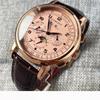 CORGEUT Montre Automatique 42MM ST1655 Bracelet Cuir 316L Boîtier Poli Montre Homme Affichage Jour Nuit
