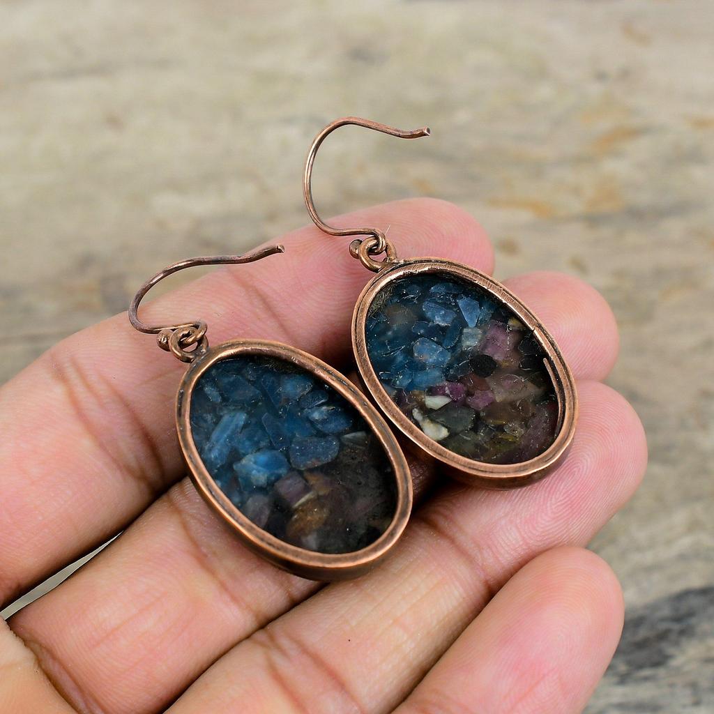Watermelon Tourmaline Earring Electroformed Copper Earring Handmade Jewelry Top Quality Gemstone Earrings Gift For Her Electroformed Jewelry
