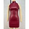 Vestido Slim de Moda para Mujer Otoño/invierno Minifalda de Cuero PU