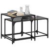 VidaXL Nesting Coffee Tables 2 Pcs Black Glass Top Steel, Nesting Table, Modern Nesting Table, Stackable Table, Table 845985