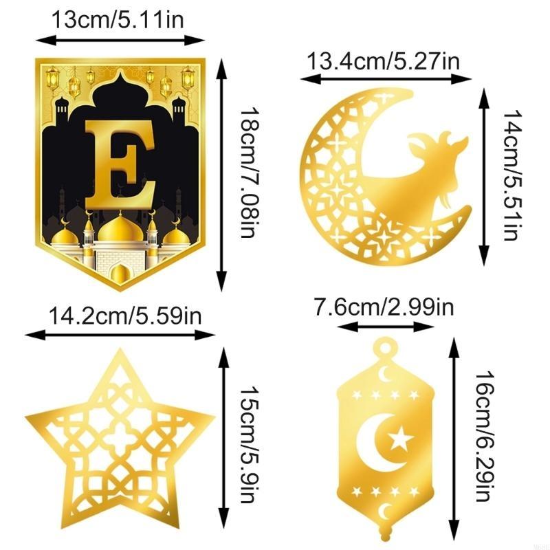 Moon Lanterns Hanging Eid Mubarak Bunting Banners,Ramadans Mubarak Decors M68E