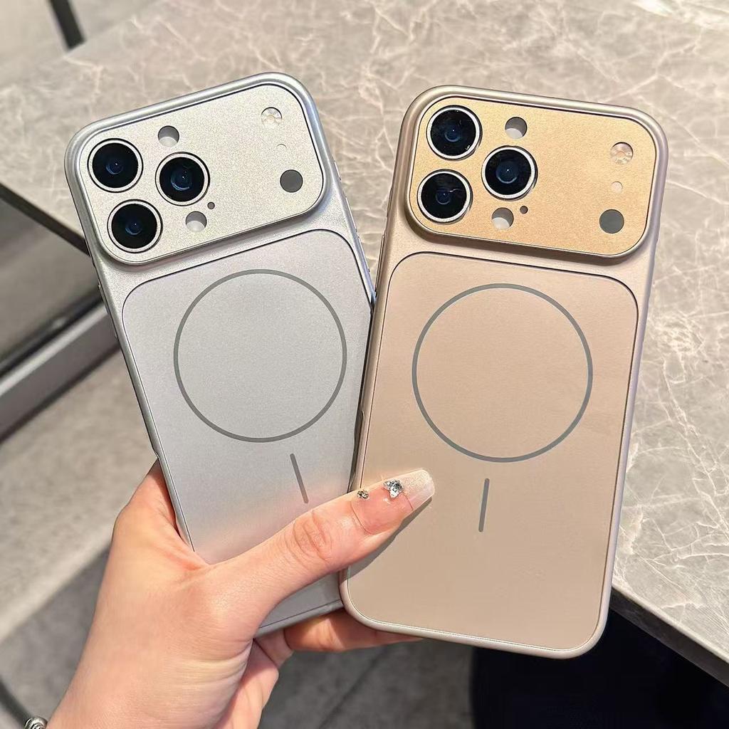 MagSafe Compatible Spliced Phone Case with Large Camera Lens Cover Shockproof Magnetic Case for iPhone