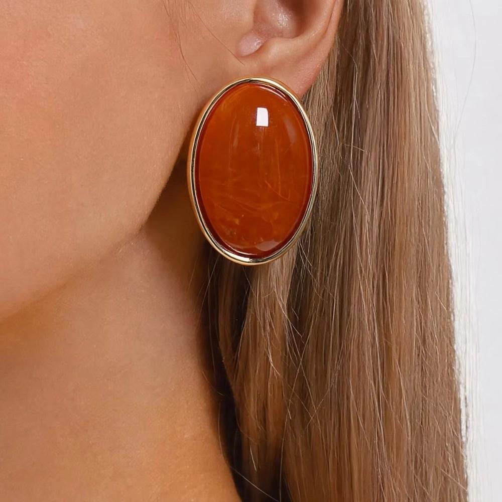 Geometric Oval Stud Earrings Smooth Surface Geometric Earrings Stud Earrings  Wedding Earrings