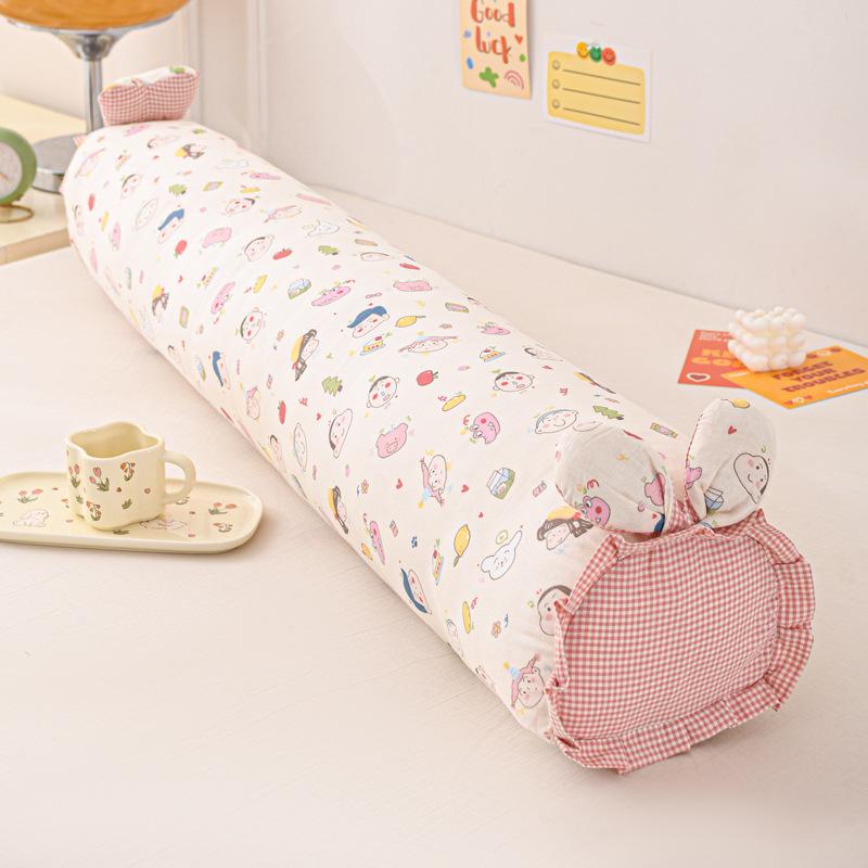 Fresh Style Cotton Double Gauze Rabbit Pillow - Korean Floral Long Hugging Pillow Insert