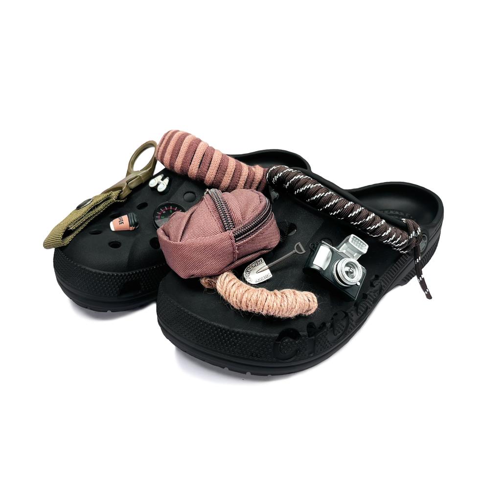 Crocs Baya Clog Hoshino Walk EVA Tendência Outdoor Versátil Confortável Sapatos com Furos Unissex Preto
