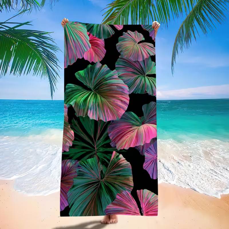 Colorful Tropical Palm Leaf Print Beach Towel Quick Dry Sand Resistant Towel Outdoor Beach Pool Camping Use
