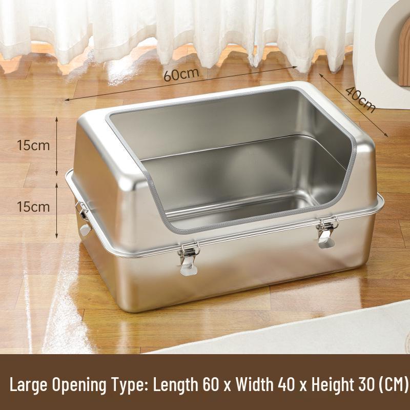 Stainless Steel Anti-Splash Cat Litter Box - High and Thickened Design