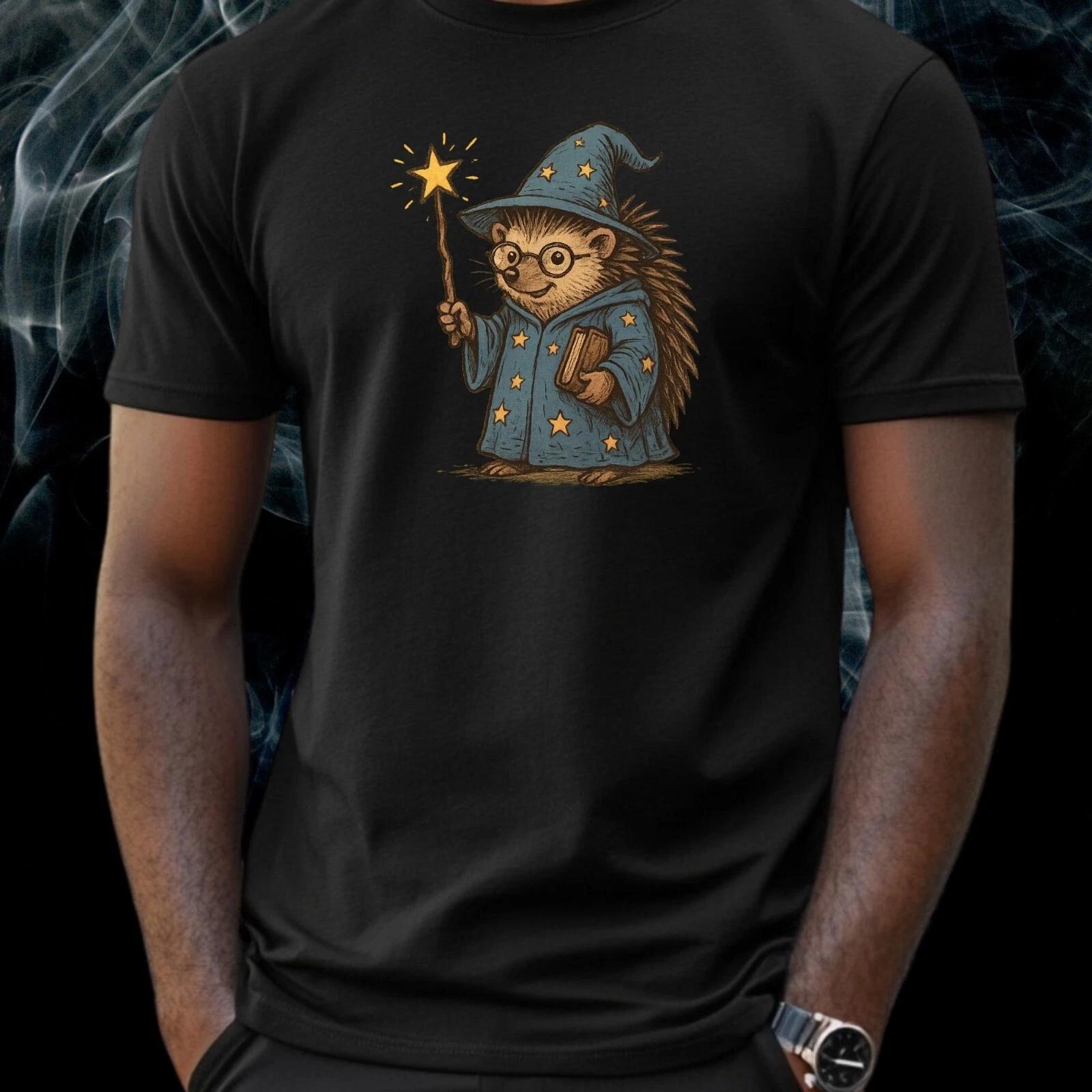 T-Shirt Herren Igel Zauberer Motiv Baumwolle Größe S bis 5XL XXL