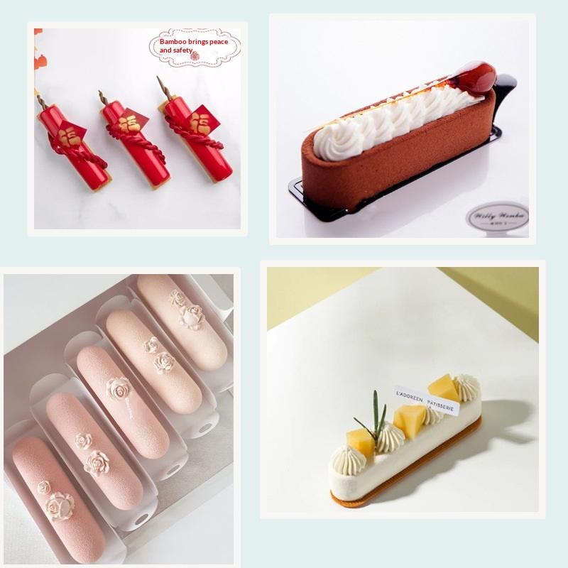 6/8/12 Cells Chocolate Eclair Dessert Bakeware Long Strip Puffs Baking Mold Finger Shaped Puff Pastry Mold Kitchen Silicone Mold