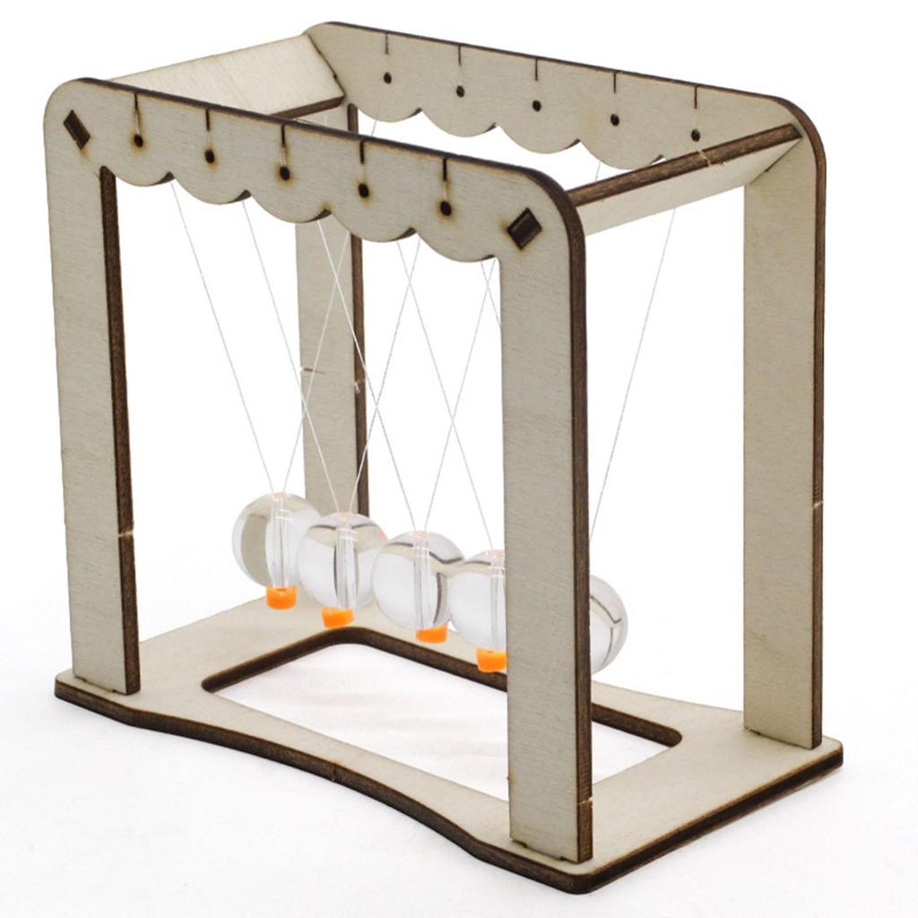 Newtons Cradle Balance Balls DIY Assembly Wooden Base Ball for Home Ornament Adults and Kids