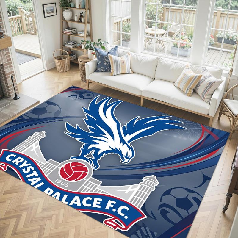 Crystal Palace Football Design Crystal Velvet Carpet Cozy Non?Slip Printed Rug For Bedroom Living Room Entrance