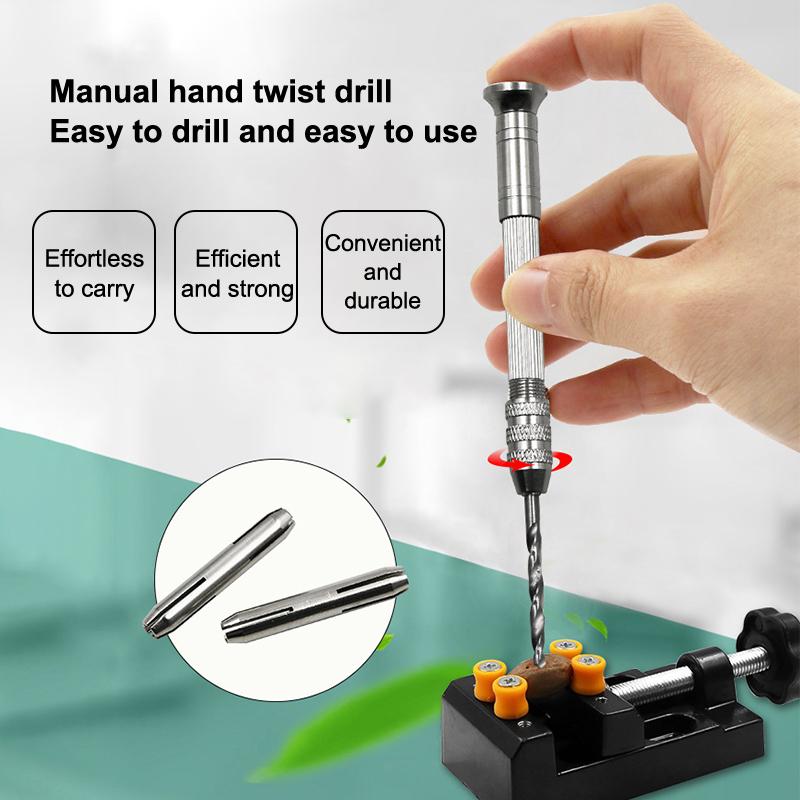 Mini Hand Drill Woodworking Tools Drilling Rotary Tool Manual Twist Drill Bit Watchmaker Pin Vice Watch Repair Tools