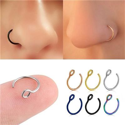 Fake Nose Ring Faux Piercing Jewelry 8Mm Fake Nose Ring Hoop For Faux Lip Septum Nose Ring Set Fake Lip Ring Lip Nail New