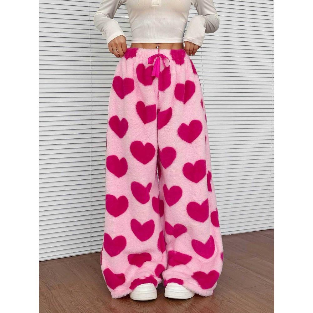 Neue Herbst-Winter Leopardenmuster High-Waist Schnürung Weiter Bein Hosen für Damen