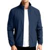 Lightweight Stand Collar Windbreaker Jacket for Men with Zipper Closure and Elastic Cuffs Casual Outerwear for Spring Fall