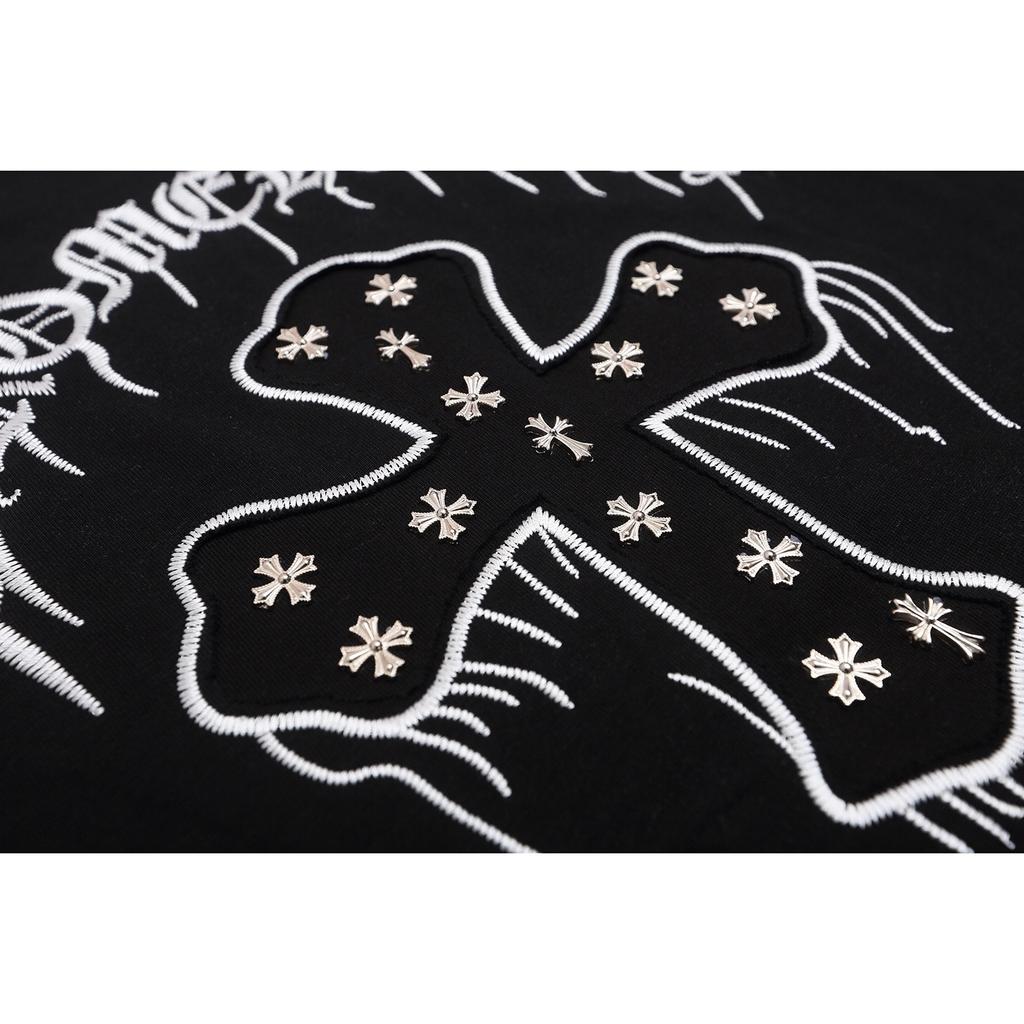 1966 CHROME HEARTS 2025 Lato Nowa Wysokiej Jakości Bawełna Okrągły Dekolt Luźny Duży Rozmiar Męski i Damski T-shirt Koszulka dla Pary