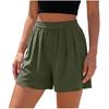 Ladies' Color Loose Linen Casual Pocket High Waisted Beach Shorts