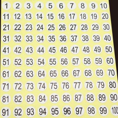 30 arkuszy 0,4 cala Naklejki z kolejnymi numerami od 1 do 100 Wodoodporne Samoprzylepne Outdoor