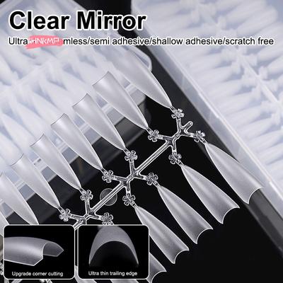 Clear Super D Arc Long Press On Nails Full Cover Gel Tips Nail Art Capsule Extensions for DIY Nail Salon