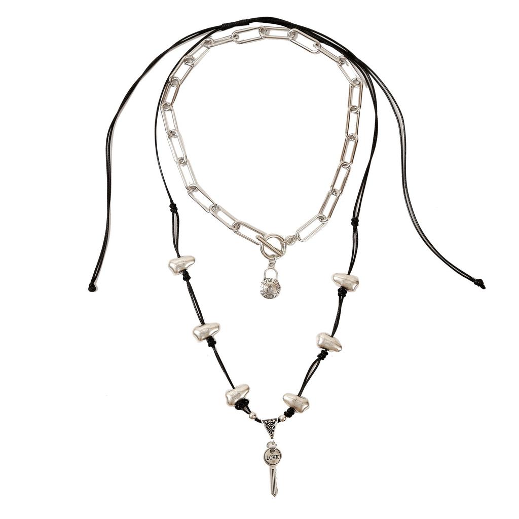 Necklace for Women Jewelry Ins Double Layer Heart Vintage Necklace Female Necklace Chain Beautiful Elegant Necklace for Her