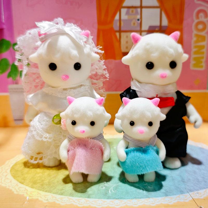 Forest Family Reindeer Rabbit Panda Animal Simulation Dollhouse Furniture Toy Set House Accessories Christmas Gifts