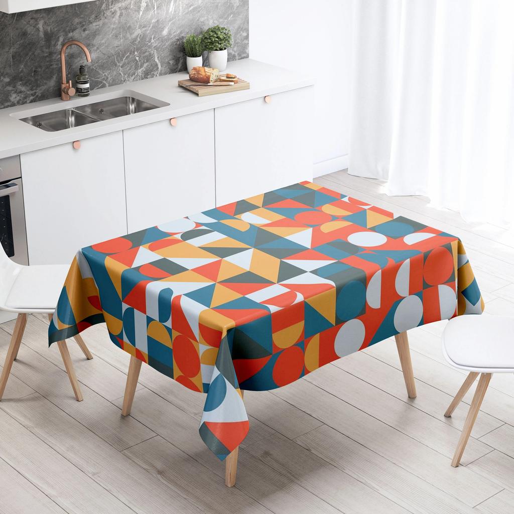 Geometrische Form-Tischdecke, Heimdekoration, schmutzabweisend, wasserdicht, Tischdekoration, rechteckige Küche, Kamin-Tops