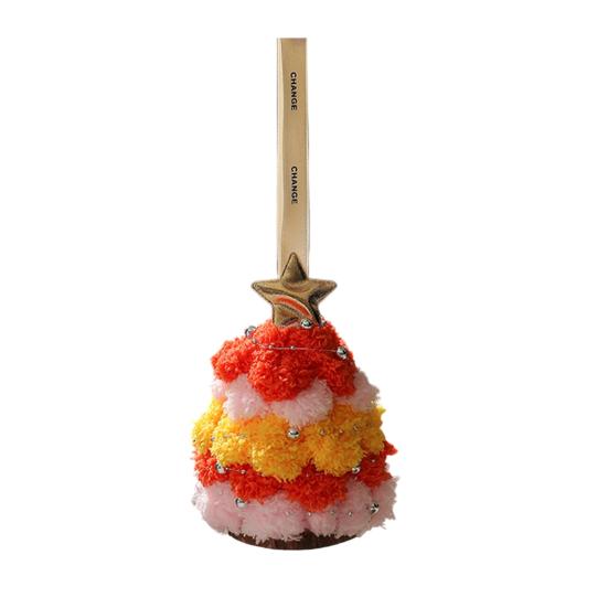 Plush Christmas Tree Ornament Mini Fluffy Christmas Tree Pendant with Star Treetop Multicolored Xmas Tree Shaped Hanging Crafts for Home Party Decor