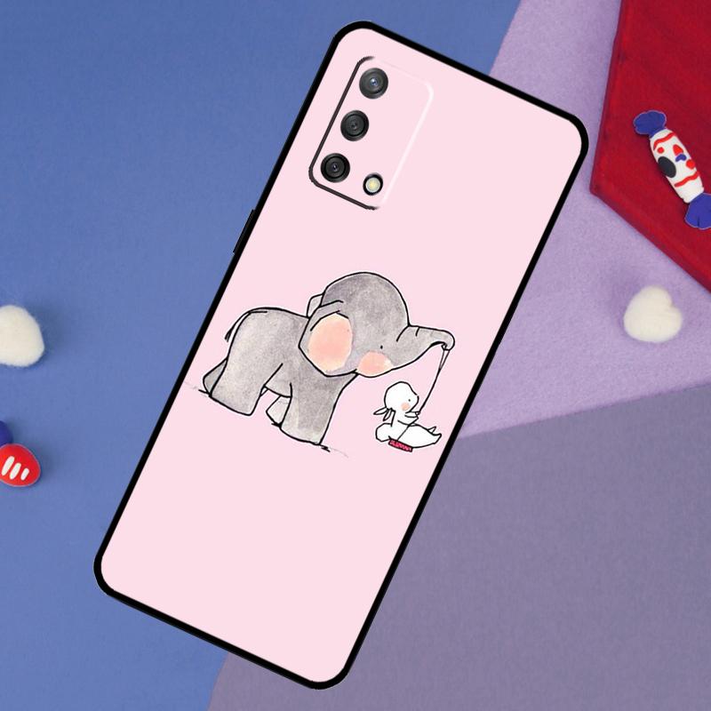 Cute Elephant Case For Oppo A78 A18 A38 A74 A94 A54 A58 A98 A80 A60 A40 A96 A76 A16 A15 A17 A57 A5 A6 Pro