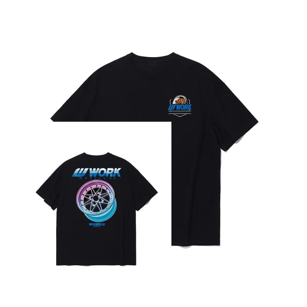 

2025 New WORK Wheels Short Sleeve Japanese JDM Modified Car Style Forged Wheels Heavy Cotton Round Neck Loose Tshirt Men 4XL