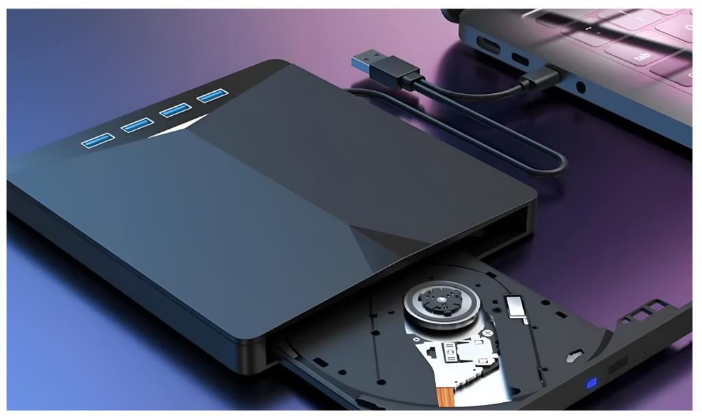 7-in-1 USB 3.0x4 Externer CD/DVD-Brenner SD/TF-Kartenleser USB-Hub