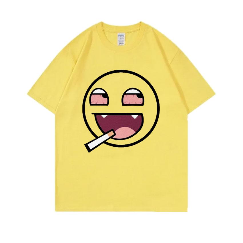 Epic Face Domo Kun Smoking Funny Meme T Shirts Unisex Unisex Casual Oversized Short Sleeves Tshirts Unisexs Fleece Cotton Tee Shirt