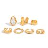 SHIXIN 7Pcs Baroque Imitation Pearl Chunky Open Rings Set for Women Smooth Irregular Wave Adjustable Rings Trendy Finger Jewelry