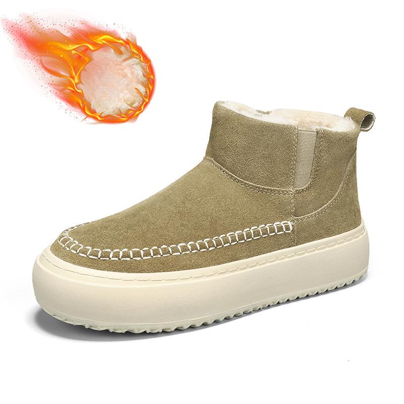 

Мужские зимние ботинки для снега, теплые полусапожки из искусственной замши с подкладкой из искусственного меха, нескользящие высокие кроссовки для ходьбы, удобные короткие ботинки для мужчин 44