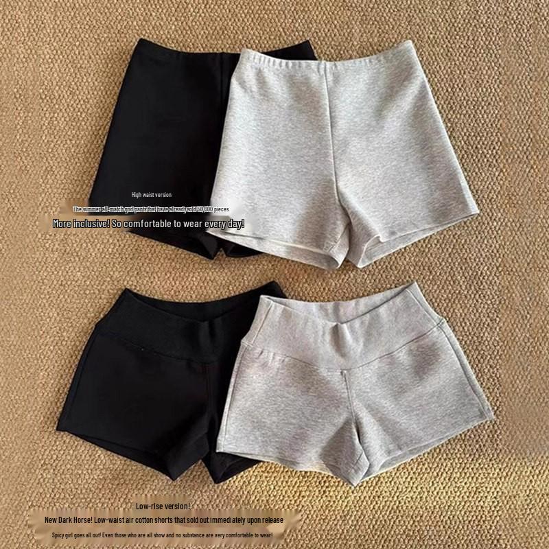 Plus Size Grey High-Waisted Sports Shorts - Drawstring Slimming Summer Hot Pants for Women